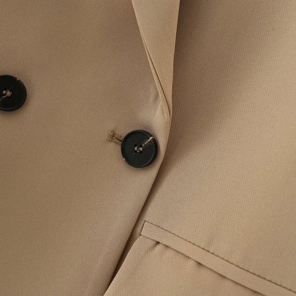 Classy go to Double Breasted Lapel Neck Blazer TAN - Picture 12 of 15